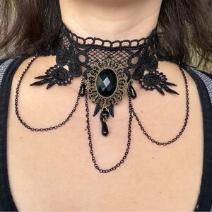 Gothic Black Lace Choker Necklace